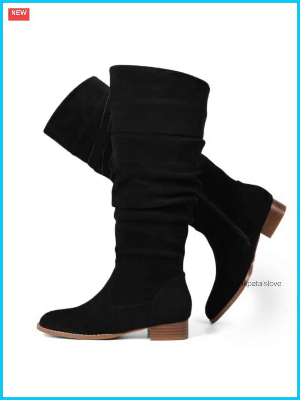 Women's Flat Suede Knee High Boots Slouchy Zip Comfort Fall